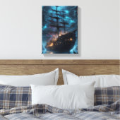 Spookschip bij Night Fantasy Canvas Afdruk (Insitu (Slaapkamer))