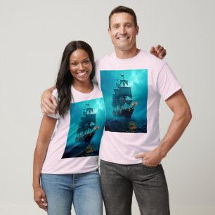 Spookschip op de Stormy Zeeen Design T-shirt