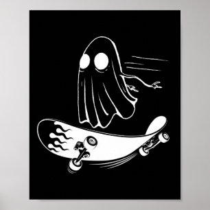 Spookskateboard Grappig skeeleren Lui Halloween Poster