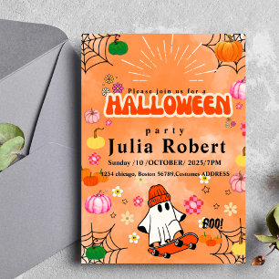 spookskateboard Halloween pompoen sinaasappel Kaart