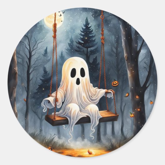 spookspel ronde sticker (Voorkant)