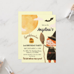 Spooktactulair Heks Halloween 2de Verjaardagsfeest Kaart