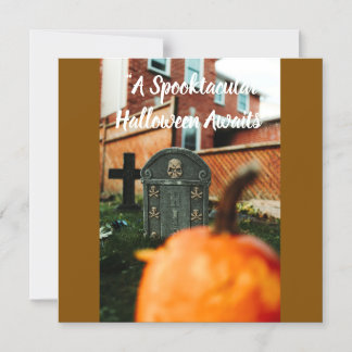 Spooktactulaire Halloween wenskaart met pompoen  Magnetische Uitnodiging