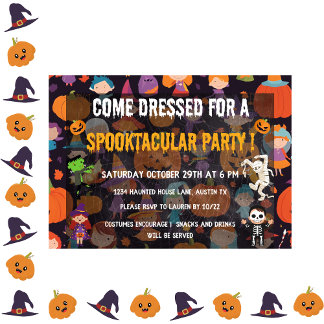Spooktaculair kinder Halloween Kostuumfeest Kaart