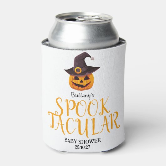 Spooktaculair Oranje Schattige pompoen Baby shower Blikjeskoeler (Blikje Voorkant)