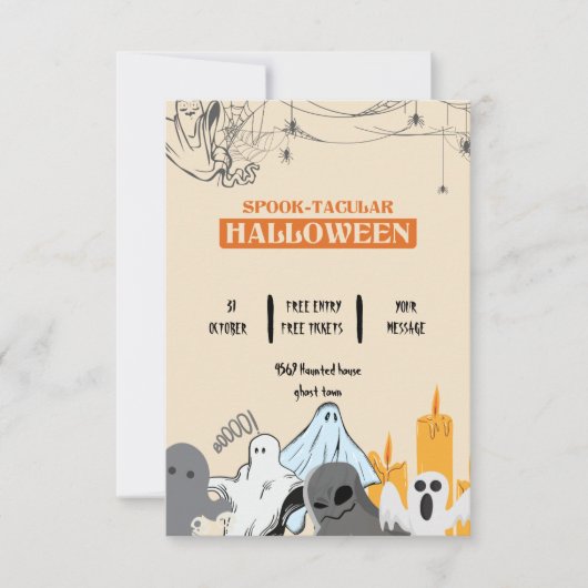 Spooktaculair schattig spook Halloween feest Kaart (Voorkant)