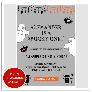 Spooktaculair spook één Halloween 1e verjaardag Kaart