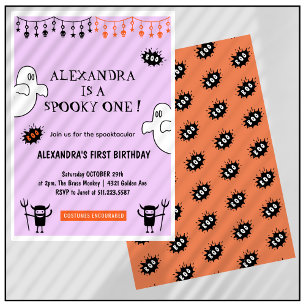 Spooktaculair spook één Halloween 1e verjaardag Kaart