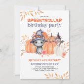 Spooktaculaire Black Cat Pumpkin-pleisterkant Birt Kaart (Voorkant)