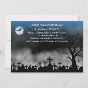 Spooktaculaire Dark Haunted House Halloween Party Kaart