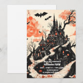 Spooktaculaire Dark Haunted House Halloween Party  Kaart (Voorkant / Achterkant)