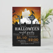 Spooktaculaire Dark Haunted House Halloween Party Kaart (Staand voorkant)