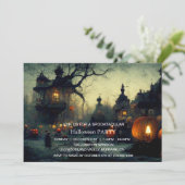 Spooktaculaire Dark Haunted House Halloween Party Kaart (Staand voorkant)