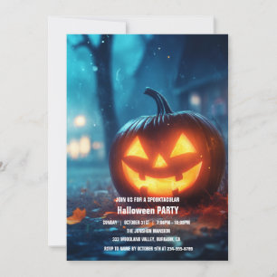 Spooktaculaire Dark Haunted House Halloween Party Kaart