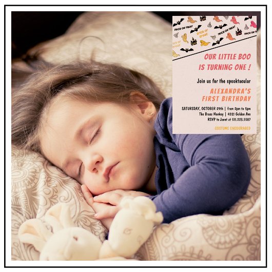 Spooktaculaire Ghost Pink Halloween 1e verjaardag Kaart