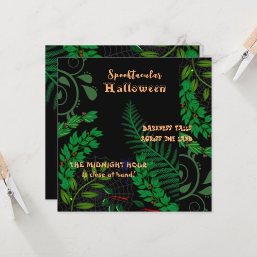 Spooktaculaire Halloween Creepy Spooky Greenery Da Kaart (Voorkant / Achterkant in situ)