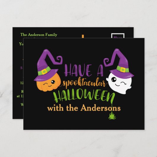Spooktaculaire Halloween Custom Invitation Uitnodiging Briefkaart (Voorkant / Achterkant)