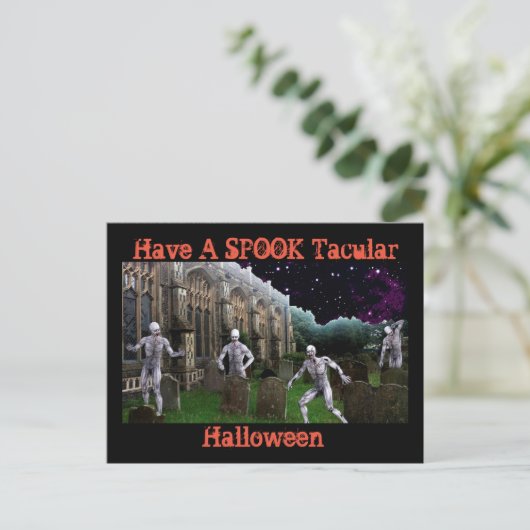 Spooktaculaire halloween met Zombies Briefkaart (Staand voorkant)