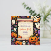 Spooktaculaire halloween-partij kaart (Staand voorkant)
