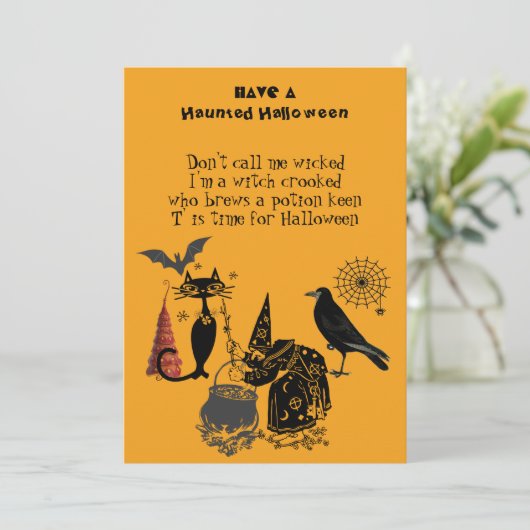Spooktaculaire Halloween Poem Black Cat Raven Witc (Staand voorkant)