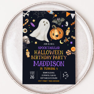 Spooktaculaire Kinder Halloween Kostuum Verjaardag Kaart