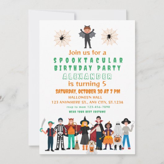 Spooktaculaire kinderen Birthday Halloween Party Kaart (Voorkant)