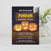 Spooktaculaire pompoen Carving Halloween Party Kaart (Staand voorkant)