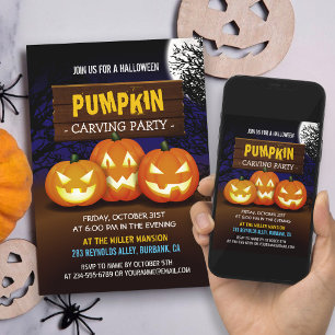 Spooktaculaire pompoen Carving Halloween Party Kaart