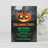 Spooktaculaire pompoen Haunted House Halloween Par Kaart (Staand voorkant)