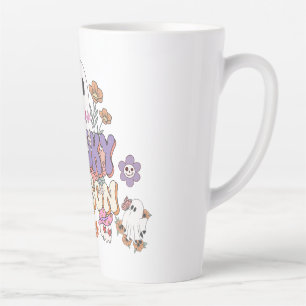 Spooktaculaire Schattigee Geest Kleurrijke Bloemen Latte Mok