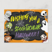 Spooktaculaire Schattigee Halloween Monster Cartoo Briefkaart (Voorkant)