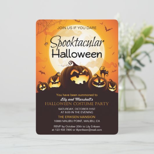 Spooktaculaire uitnodiging van Halloween Costume P (Staand voorkant)