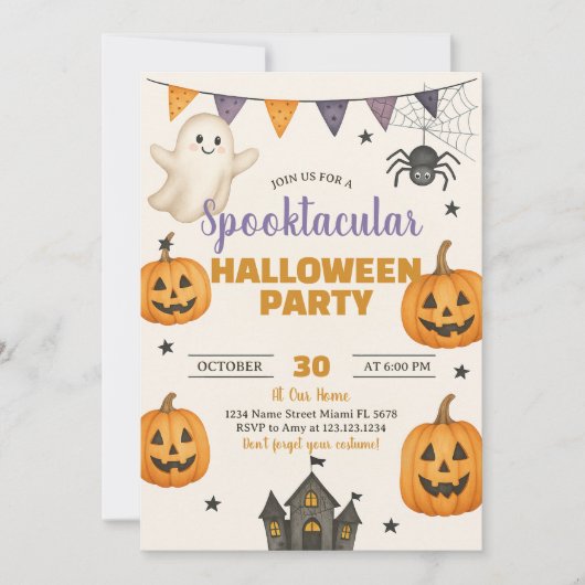Spooktaculaire uitnodiging van Halloween Party (Voorkant)