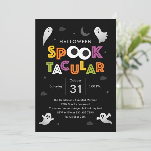 Spooktaculaire uitnodiging van Halloween Party (Staand voorkant)
