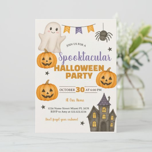 Spooktaculaire uitnodiging van Halloween Party (Staand voorkant)