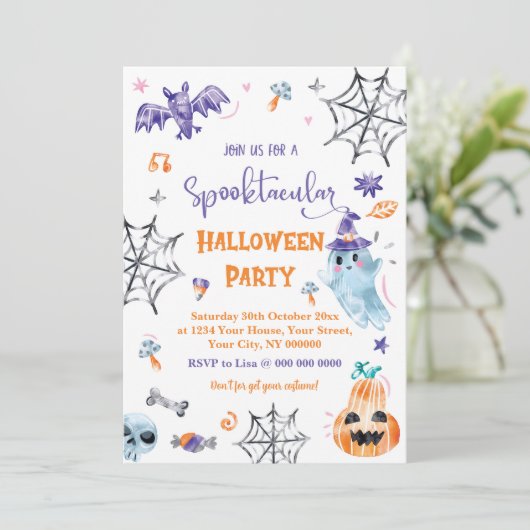 Spooktaculaire uitnodiging van Halloween Party (Staand voorkant)