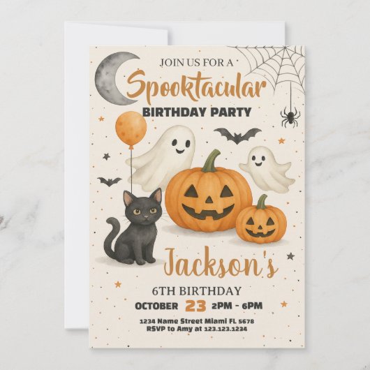 Spooktaculaire uitnodiging voor Birthday (Voorkant)