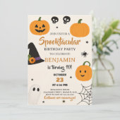 Spooktaculaire uitnodiging voor Birthday (Staand voorkant)