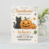 Spooktaculaire uitnodiging voor Birthday (Staand voorkant)
