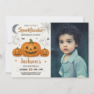 Spooktaculaire verjaardagsuitnodiging met foto kaart