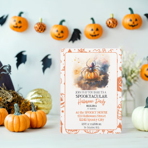 Spooktaculaire Waterverf Spider Halloween Party Kaart