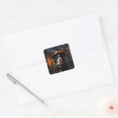 Spooktacular Berner Dog: Een Halloween Howl-o-Ween Vierkante Sticker (Envelop)