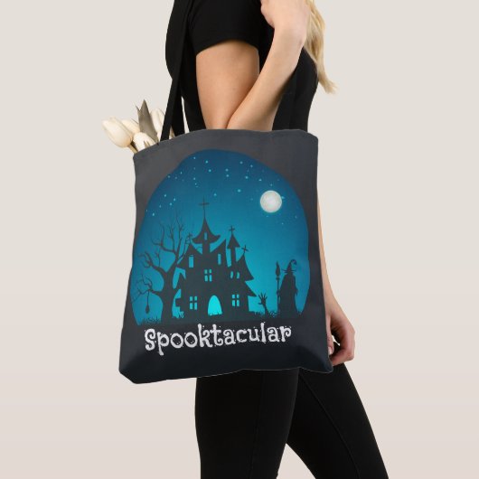 Spooktacular Blue and Black Haunted House Draagtas (Dichtbij)