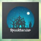 Spooktacular Blue and Black Haunted House Raamsticker (Vel 3)