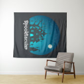 Spooktacular Blue and Black Haunted House Wandkleed (In Situ (horizontaal))
