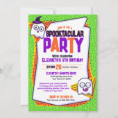 Spooktacular Ghosts Green Anniversaire Invitation (Devant)