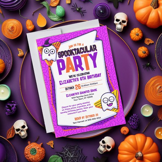 Spooktacular Ghosts Purple Invitation Anniversaire