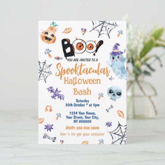 Spooktacular Halloween Bash Party uitnodiging (Staand voorkant)