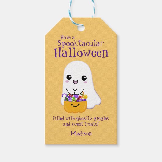 Spooktacular Halloween Leuke Ghost Cadeaulabel (Voorkant)