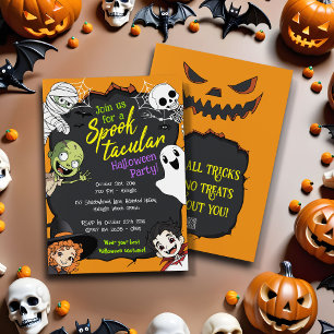 Spooktacular Halloween Monster Cartoon Kinder Part Kaart